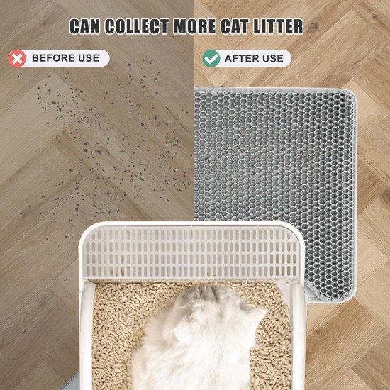Cat Litter Tray Mat, 40 x 50 cm, Double Layer Cat Litter Tray Mat, Velcro Cat Litter Mat, Easy to Clean, Non-Slip, Durable, Cat Mat, Silver Grey Cat Litter Tray Mat, 40 x 50 cm, Double Layer Cat Litter Tray Mat, Velcro Cat Litter Mat, Easy to Clean, Non-Slip, Durable, Cat Mat, Silver Grey