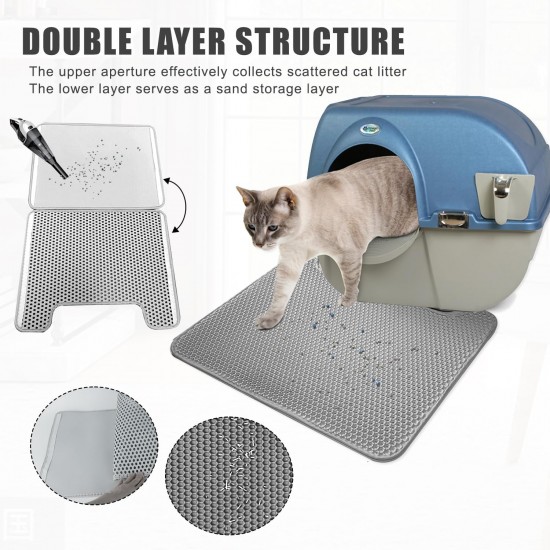 Cat Litter Tray Mat, 40 x 50 cm, Double Layer Cat Litter Tray Mat, Velcro Cat Litter Mat, Easy to Clean, Non-Slip, Durable, Cat Mat, Silver Grey Cat Litter Tray Mat, 40 x 50 cm, Double Layer Cat Litter Tray Mat, Velcro Cat Litter Mat, Easy to Clean, Non-Slip, Durable, Cat Mat, Silver Grey