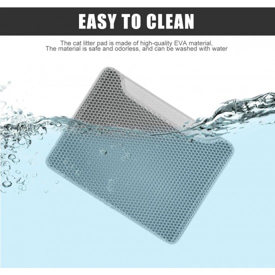 Cat Litter Tray Mat, 40 x 50 cm, Double Layer Cat Litter Tray Mat, Velcro Cat Litter Mat, Easy to Clean, Non-Slip, Durable, Cat Mat, Silver Grey Cat Litter Tray Mat, 40 x 50 cm, Double Layer Cat Litter Tray Mat, Velcro Cat Litter Mat, Easy to Clean, Non-Slip, Durable, Cat Mat, Silver Grey