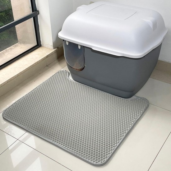 Cat Litter Tray Mat, 40 x 50 cm, Double Layer Cat Litter Tray Mat, Velcro Cat Litter Mat, Easy to Clean, Non-Slip, Durable, Cat Mat, Silver Grey Cat Litter Tray Mat, 40 x 50 cm, Double Layer Cat Litter Tray Mat, Velcro Cat Litter Mat, Easy to Clean, Non-Slip, Durable, Cat Mat, Silver Grey