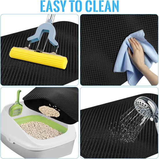 Cat Litter Tray Mat, 46 x 60 cm Honeycomb Design Cat Litter Mat, Waterproof Double Mat Cat Litter Tray, Foldable Cat Litter Mat, Cat Litter Mat, Black Cat Litter Tray Mat, 46 x 60 cm Honeycomb Design Cat Litter Mat, Waterproof Double Mat Cat Litter Tray, Foldable Cat Litter Mat, Cat Litter Mat, Black