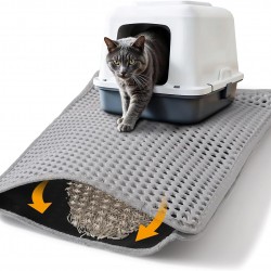 Cat Litter Tray Mat, 60 x 40 cm, Cat Litter Mat, Double Layer Cat Mat, Cat Litter Tray Non-Slip Mat, Cat Litter Tray Mat for Toilet, Living Room (Grey) Cat Litter Tray Mat, 60 x 40 cm, Cat Litter Mat, Double Layer Cat Mat, Cat Litter Tray Non-Slip Mat, Cat Litter Tray Mat for Toilet, Living Room (Grey)