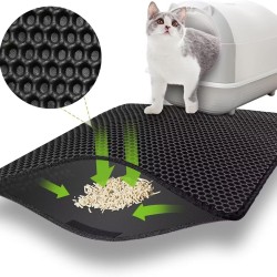 Cat Litter Tray Mat 60 x 45 cm with Velcro Fastener and Large Hole Design, Cat Litter Mat, Double Waterproof and Non-Slip, Cat Litter Mat, Non-Toxic Material, Cat Litter Mat, Black Cat Litter Tray Mat 60 x 45 cm with Velcro Fastener and Large Hole Design, Cat Litter Mat, Double Waterproof and Non-Slip, Cat Litter Mat, Non-Toxic Material, Cat Litter Mat, Black