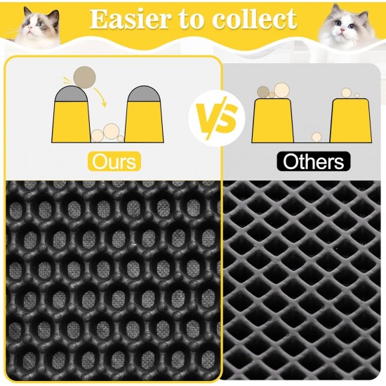 Cat Litter Tray Mat 60 x 45 cm with Velcro Fastener and Large Hole Design, Cat Litter Mat, Double Waterproof and Non-Slip, Cat Litter Mat, Non-Toxic Material, Cat Litter Mat, Black Cat Litter Tray Mat 60 x 45 cm with Velcro Fastener and Large Hole Design, Cat Litter Mat, Double Waterproof and Non-Slip, Cat Litter Mat, Non-Toxic Material, Cat Litter Mat, Black