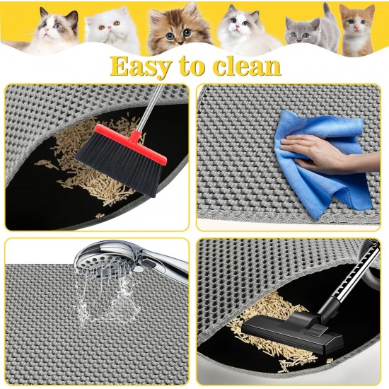 Cat Litter Tray Mat 60 x 45 cm with Velcro Fastener and Large Hole Design, Cat Litter Mat, Double Waterproof and Non-Slip, Cat Litter Mat, Non-Toxic Material, Cat Litter Mat, Black Cat Litter Tray Mat 60 x 45 cm with Velcro Fastener and Large Hole Design, Cat Litter Mat, Double Waterproof and Non-Slip, Cat Litter Mat, Non-Toxic Material, Cat Litter Mat, Black