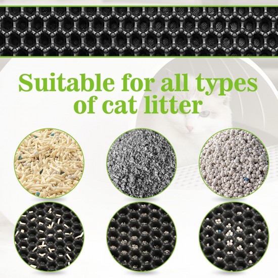 Cat Litter Tray Mat 60 x 45 cm with Velcro Fastener and Large Hole Design, Cat Litter Mat, Double Waterproof and Non-Slip, Cat Litter Mat, Non-Toxic Material, Cat Litter Mat, Black Cat Litter Tray Mat 60 x 45 cm with Velcro Fastener and Large Hole Design, Cat Litter Mat, Double Waterproof and Non-Slip, Cat Litter Mat, Non-Toxic Material, Cat Litter Mat, Black