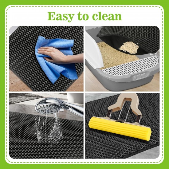 Cat Litter Tray Mat 60 x 45 cm with Velcro Fastener and Large Hole Design, Cat Litter Mat, Double Waterproof and Non-Slip, Cat Litter Mat, Non-Toxic Material, Cat Litter Mat, Black Cat Litter Tray Mat 60 x 45 cm with Velcro Fastener and Large Hole Design, Cat Litter Mat, Double Waterproof and Non-Slip, Cat Litter Mat, Non-Toxic Material, Cat Litter Mat, Black