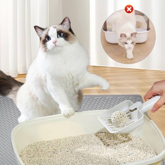 Cat Litter Tray Mat 70 x 50 cm, Silicone Cat Litter Mat, Cat Mat Layer, Non-Slip, Waterproof, Layer Cat Litter Tray Mat, Easy to Clean, Non-Slip Cat Litter Mat for Litter Control, Grey Cat Litter Tray Mat 70 x 50 cm, Silicone Cat Litter Mat, Cat Mat Layer, Non-Slip, Waterproof, Layer Cat Litter Tray Mat, Easy to Clean, Non-Slip Cat Litter Mat for Litter Control, Grey