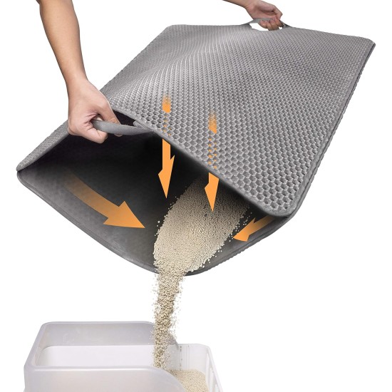 Cat Litter Tray Mat, 76 x 54.5 cm Large Cat Litter Mat, Double Layer Waterproof Cat Mat, Cat Litter Tray, Easy to Clean, Non-Slip Cat Mat on the Floor, Grey Cat Litter Tray Mat, 76 x 54.5 cm Large Cat Litter Mat, Double Layer Waterproof Cat Mat, Cat Litter Tray, Easy to Clean, Non-Slip Cat Mat on the Floor, Grey