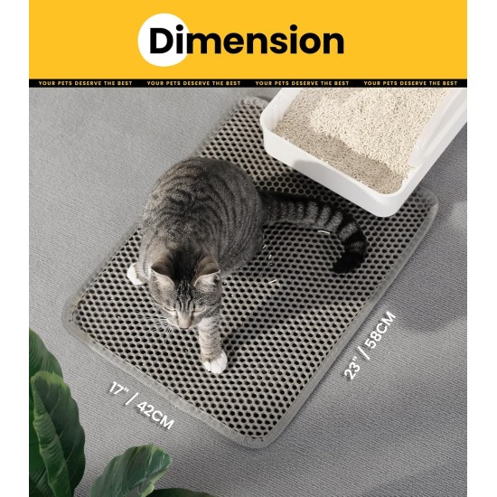 Cat Litter Tray Mat, 76 x 54.5 cm Large Cat Litter Mat, Double Layer Waterproof Cat Mat, Cat Litter Tray, Easy to Clean, Non-Slip Cat Mat on the Floor, Grey Cat Litter Tray Mat, 76 x 54.5 cm Large Cat Litter Mat, Double Layer Waterproof Cat Mat, Cat Litter Tray, Easy to Clean, Non-Slip Cat Mat on the Floor, Grey