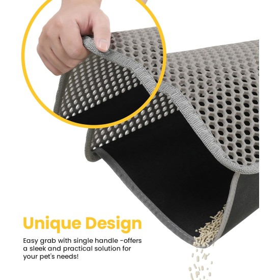 Cat Litter Tray Mat, 76 x 54.5 cm Large Cat Litter Mat, Double Layer Waterproof Cat Mat, Cat Litter Tray, Easy to Clean, Non-Slip Cat Mat on the Floor, Grey Cat Litter Tray Mat, 76 x 54.5 cm Large Cat Litter Mat, Double Layer Waterproof Cat Mat, Cat Litter Tray, Easy to Clean, Non-Slip Cat Mat on the Floor, Grey