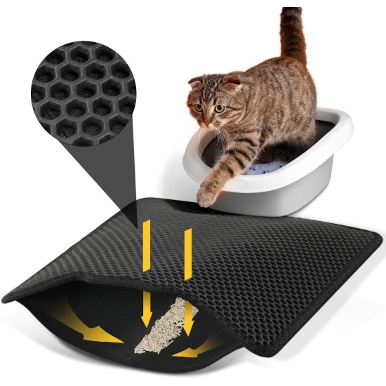 Cat Litter Tray Mat, 76 x 54.5 cm Large Cat Litter Mat, Double Layer Waterproof Cat Mat, Cat Litter Tray, Easy to Clean, Non-Slip Cat Mat on the Floor, Grey Cat Litter Tray Mat, 76 x 54.5 cm Large Cat Litter Mat, Double Layer Waterproof Cat Mat, Cat Litter Tray, Easy to Clean, Non-Slip Cat Mat on the Floor, Grey