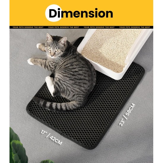 Cat Litter Tray Mat, 76 x 54.5 cm Large Cat Litter Mat, Double Layer Waterproof Cat Mat, Cat Litter Tray, Easy to Clean, Non-Slip Cat Mat on the Floor, Grey Cat Litter Tray Mat, 76 x 54.5 cm Large Cat Litter Mat, Double Layer Waterproof Cat Mat, Cat Litter Tray, Easy to Clean, Non-Slip Cat Mat on the Floor, Grey