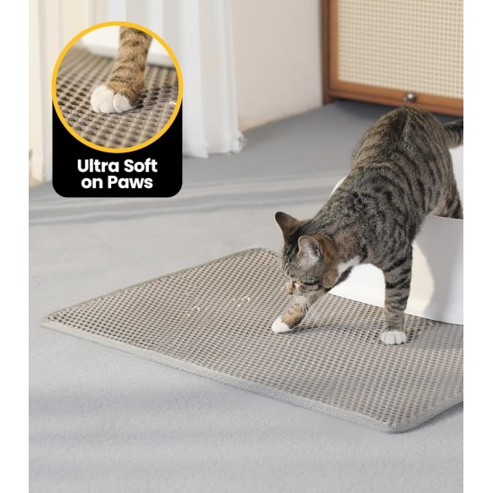 Cat Litter Tray Mat, 76 x 54.5 cm Large Cat Litter Mat, Double Layer Waterproof Cat Mat, Cat Litter Tray, Easy to Clean, Non-Slip Cat Mat on the Floor, Grey Cat Litter Tray Mat, 76 x 54.5 cm Large Cat Litter Mat, Double Layer Waterproof Cat Mat, Cat Litter Tray, Easy to Clean, Non-Slip Cat Mat on the Floor, Grey