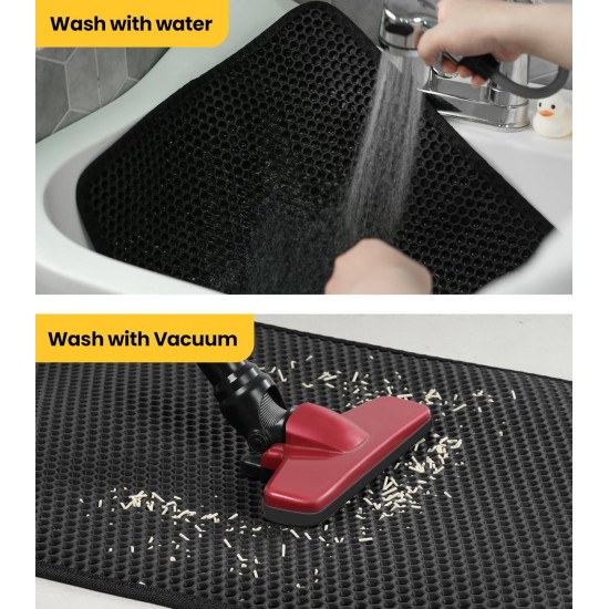 Cat Litter Tray Mat, 76 x 54.5 cm Large Cat Litter Mat, Double Layer Waterproof Cat Mat, Cat Litter Tray, Easy to Clean, Non-Slip Cat Mat on the Floor, Grey Cat Litter Tray Mat, 76 x 54.5 cm Large Cat Litter Mat, Double Layer Waterproof Cat Mat, Cat Litter Tray, Easy to Clean, Non-Slip Cat Mat on the Floor, Grey
