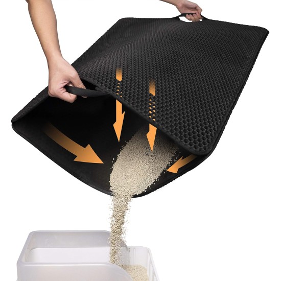 Cat Litter Tray Mat, 76 x 54.5 cm Large Cat Litter Mat, Double Layer Waterproof Cat Mat, Cat Litter Tray, Easy to Clean, Non-Slip Cat Mat on the Floor, Grey Cat Litter Tray Mat, 76 x 54.5 cm Large Cat Litter Mat, Double Layer Waterproof Cat Mat, Cat Litter Tray, Easy to Clean, Non-Slip Cat Mat on the Floor, Grey