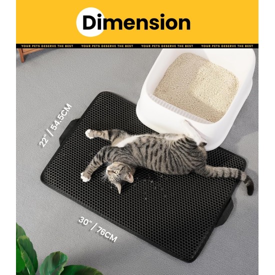 Cat Litter Tray Mat, 76 x 54.5 cm Large Cat Litter Mat, Double Layer Waterproof Cat Mat, Cat Litter Tray, Easy to Clean, Non-Slip Cat Mat on the Floor, Grey Cat Litter Tray Mat, 76 x 54.5 cm Large Cat Litter Mat, Double Layer Waterproof Cat Mat, Cat Litter Tray, Easy to Clean, Non-Slip Cat Mat on the Floor, Grey