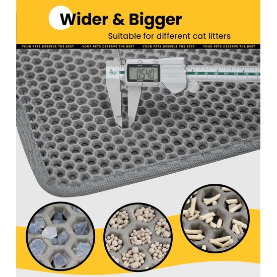 Cat Litter Tray Mat, 76 x 54.5 cm Large Cat Litter Mat, Double Layer Waterproof Cat Mat, Cat Litter Tray, Easy to Clean, Non-Slip Cat Mat on the Floor, Grey Cat Litter Tray Mat, 76 x 54.5 cm Large Cat Litter Mat, Double Layer Waterproof Cat Mat, Cat Litter Tray, Easy to Clean, Non-Slip Cat Mat on the Floor, Grey