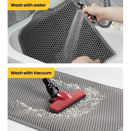 Cat Litter Tray Mat, 76 x 54.5 cm Large Cat Litter Mat, Double Layer Waterproof Cat Mat, Cat Litter Tray, Easy to Clean, Non-Slip Cat Mat on the Floor, Grey Cat Litter Tray Mat, 76 x 54.5 cm Large Cat Litter Mat, Double Layer Waterproof Cat Mat, Cat Litter Tray, Easy to Clean, Non-Slip Cat Mat on the Floor, Grey