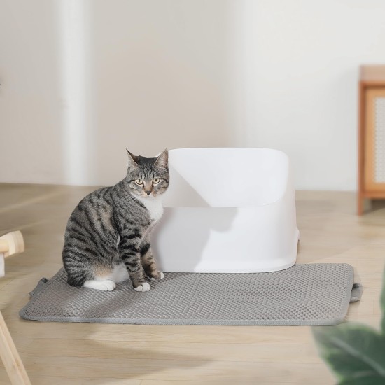 Cat Litter Tray Mat, 76 x 54.5 cm Large Cat Litter Mat, Double Layer Waterproof Cat Mat, Cat Litter Tray, Easy to Clean, Non-Slip Cat Mat on the Floor, Grey Cat Litter Tray Mat, 76 x 54.5 cm Large Cat Litter Mat, Double Layer Waterproof Cat Mat, Cat Litter Tray, Easy to Clean, Non-Slip Cat Mat on the Floor, Grey