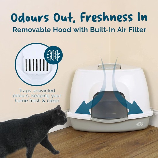 Cat Litter Tray Oval Hooded Kitten Toilet Lightweight Hygienic with Filter Grey Cat Litter Tray Oval Hooded Kitten Toilet Lightweight Hygienic with Filter Grey