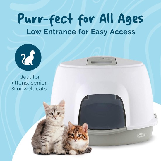 Cat Litter Tray Oval Hooded Kitten Toilet Lightweight Hygienic with Filter Grey Cat Litter Tray Oval Hooded Kitten Toilet Lightweight Hygienic with Filter Grey