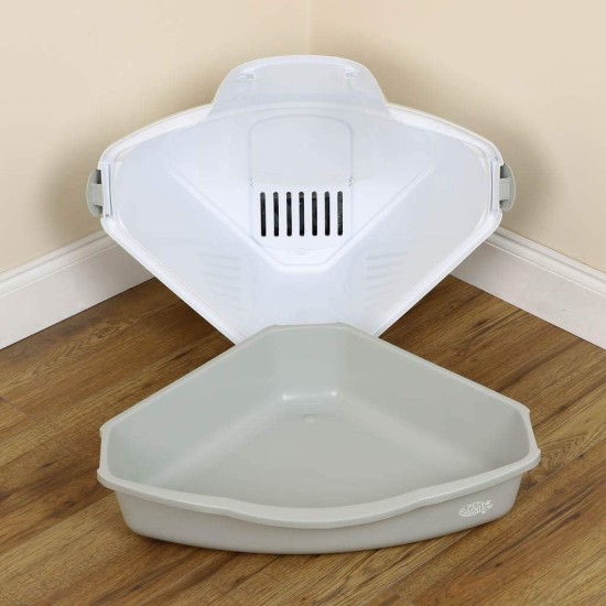 Cat Litter Tray Oval Hooded Kitten Toilet Lightweight Hygienic with Filter Grey Cat Litter Tray Oval Hooded Kitten Toilet Lightweight Hygienic with Filter Grey