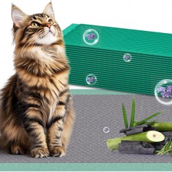 Cat Litter Tray Pads Lavender Scented 16.9 x 11.4 Inch Odour Control with Activated Carbon for Breeze Box - Pack of 20 - Green Cat Litter Tray Pads Lavender Scented 16.9 x 11.4 Inch Odour Control with Activated Carbon for Breeze Box - Pack of 20 - Green