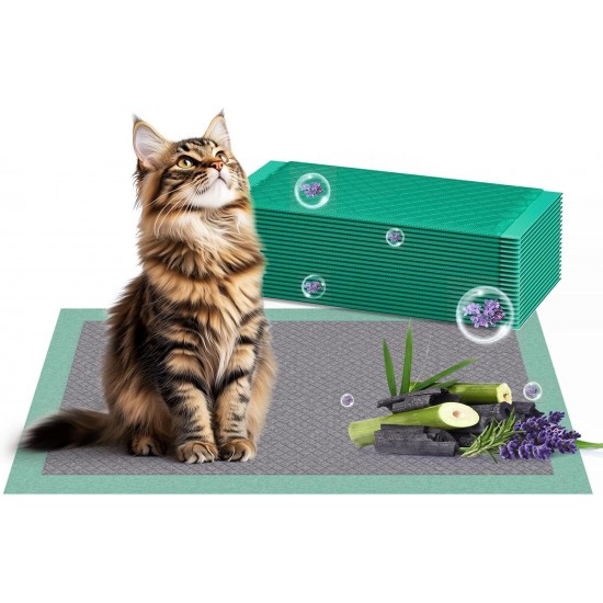 Cat Litter Tray Pads Lavender Scented 16.9 x 11.4 Inch Odour Control with Activated Carbon for Breeze Box - Pack of 20 - Green Cat Litter Tray Pads Lavender Scented 16.9 x 11.4 Inch Odour Control with Activated Carbon for Breeze Box - Pack of 20 - Green