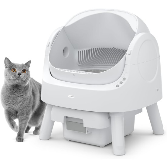 Cat Litter Tray Self-Cleaning Automatic Cat Litter Tray for Multiple Cats Open Design Safety Protection with 1 Roll Bin Liner Included