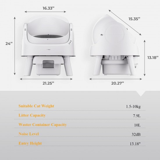 Cat Litter Tray Self-Cleaning, Intelligent Cat Litter Tray - Open Top Design, Large Capacity, Manual & Automatic Modes, Ideal for Households with Short Term Absence Cat Litter Tray Self-Cleaning, Intelligent Cat Litter Tray - Open Top Design, Large Capacity, Manual & Automatic Modes, Ideal for Households with Short Term Absence