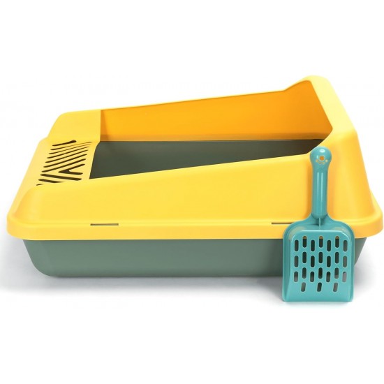 Cat Litter Tray with Scoop, Compact Design, Easy Cleaning, Durable Material, Ideal for Cat Hygiene and Comfort Cat Litter Tray with Scoop, Compact Design, Easy Cleaning, Durable Material, Ideal for Cat Hygiene and Comfort