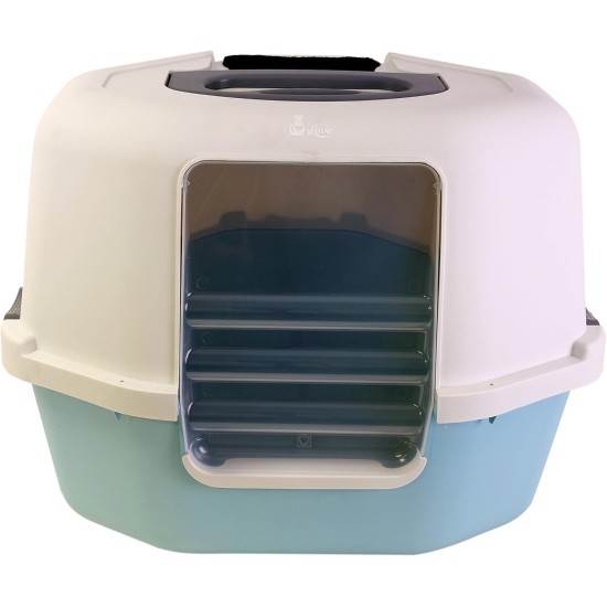Cat Love Space Saver Corner Hooded Cat Pan, Green Cat Love Space Saver Corner Hooded Cat Pan, Green