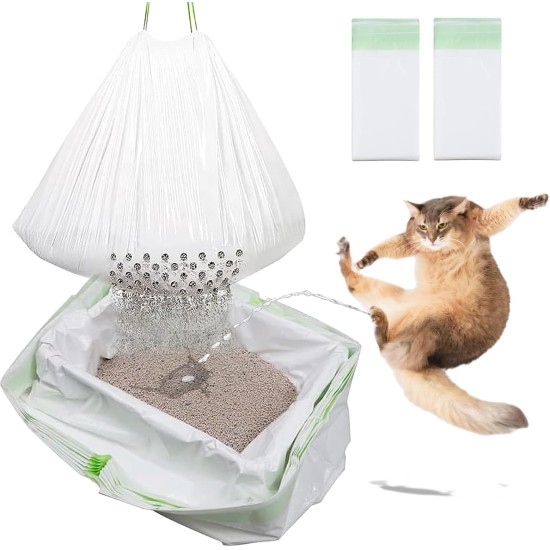 Cat Waste Bags with Filter Hole, Cat Litter Tray Inserts, Drawstring Bag, Sieve Cat Litter Liners for Cat Litter Tray (14 Pieces, 2 Packs) Cat Waste Bags with Filter Hole, Cat Litter Tray Inserts, Drawstring Bag, Sieve Cat Litter Liners for Cat Litter Tray (14 Pieces, 2 Packs)