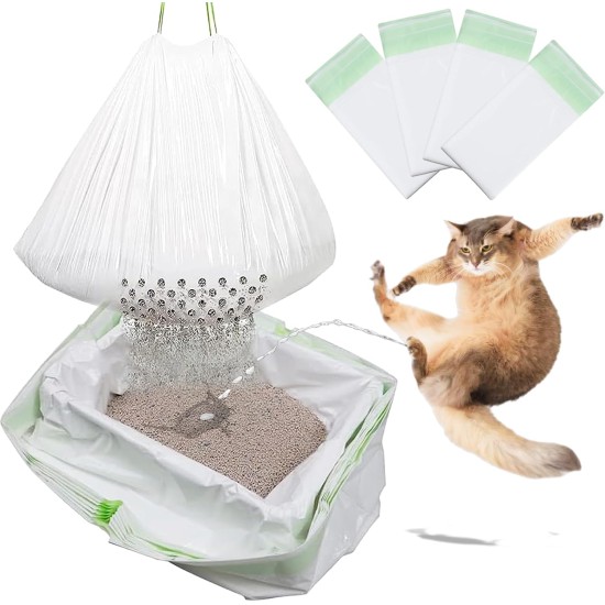 Cat Waste Bags with Filter Hole, Cat Litter Tray Inserts, Drawstring Bag, Sieve Cat Litter Liners for Cat Litter Tray (14 Pieces, 2 Packs) Cat Waste Bags with Filter Hole, Cat Litter Tray Inserts, Drawstring Bag, Sieve Cat Litter Liners for Cat Litter Tray (14 Pieces, 2 Packs)
