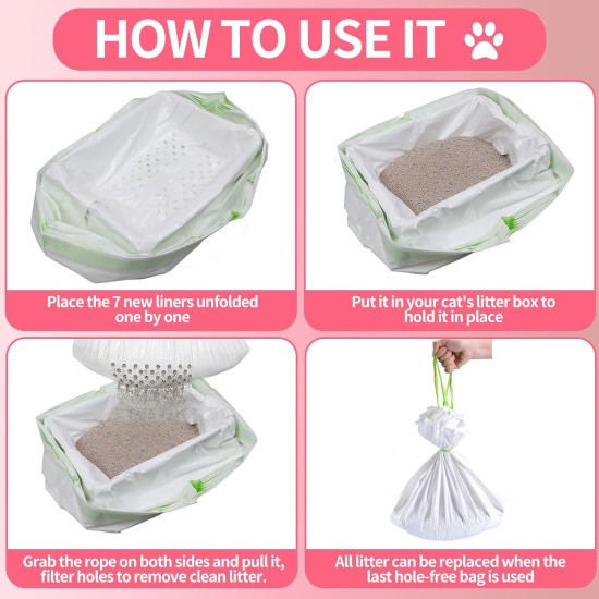 Cat Waste Bags with Filter Hole, Cat Litter Tray Inserts, Drawstring Bag, Sieve Cat Litter Liners for Cat Litter Tray (14 Pieces, 2 Packs) Cat Waste Bags with Filter Hole, Cat Litter Tray Inserts, Drawstring Bag, Sieve Cat Litter Liners for Cat Litter Tray (14 Pieces, 2 Packs)