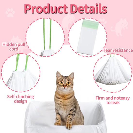 Cat Waste Bags with Filter Hole, Cat Litter Tray Inserts, Drawstring Bag, Sieve Cat Litter Liners for Cat Litter Tray (14 Pieces, 2 Packs) Cat Waste Bags with Filter Hole, Cat Litter Tray Inserts, Drawstring Bag, Sieve Cat Litter Liners for Cat Litter Tray (14 Pieces, 2 Packs)