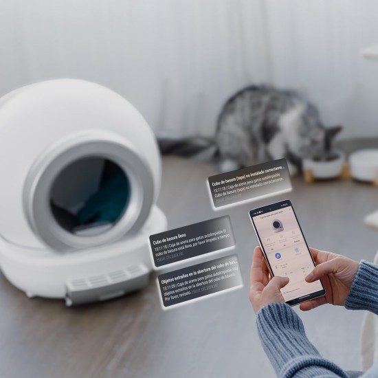 Cecotec Pumba 7000 CleanKitty Compact Connected Automatic Compact Cat Litter Tray with Self-Cleaning Capacity 65 L, Triple Deodorisation System, Control via WiFi, Quiet, Infrared Sensor Cecotec Pumba 7000 CleanKitty Compact Connected Automatic Compact Cat Litter Tray with Self-Cleaning Capacity 65 L, Triple Deodorisation System, Control via WiFi, Quiet, Infrared Sensor