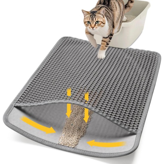 Conlun Cat Litter Mat Cat Litter Tray Mat 58 x 42 cm, Honeycomb Double Layer Design, Urine and Waterproof Material, Cat Litter Tray Mat, Grey Conlun Cat Litter Mat Cat Litter Tray Mat 58 x 42 cm, Honeycomb Double Layer Design, Urine and Waterproof Material, Cat Litter Tray Mat, Grey