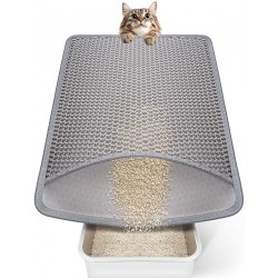 Conlun Cat Litter Mat Cat Litter Tray Mat 58 x 42 cm, Honeycomb Double Layer Design, Urine and Waterproof Material, Cat Litter Tray Mat, Grey