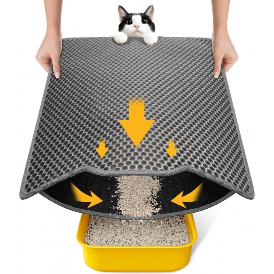 Conlun Cat Litter Tray Mat, 58 x 42 cm, Honeycomb Double Layer Cat Litter Mat, Urine & Waterproof Cat Mat, Cat Litter Box, Easy to Clean, Non-Slip Cat Mat for Floor, Grey, 2317 Conlun Cat Litter Tray Mat, 58 x 42 cm, Honeycomb Double Layer Cat Litter Mat, Urine & Waterproof Cat Mat, Cat Litter Box, Easy to Clean, Non-Slip Cat Mat for Floor, Grey, 2317