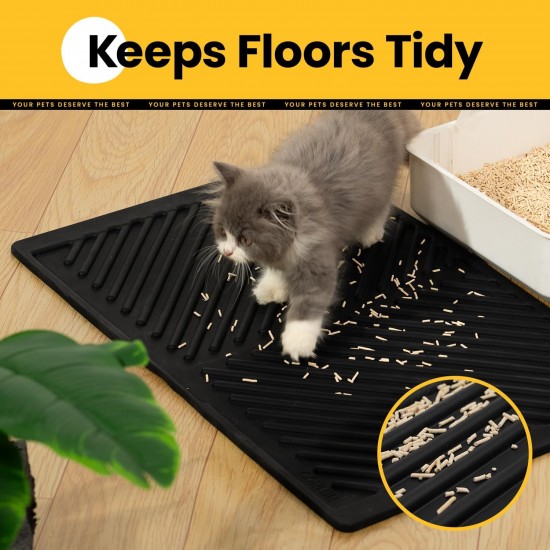 Conlun Cat Litter Tray Mat, 58 x 42 cm, Honeycomb Double Layer Cat Litter Mat, Urine & Waterproof Cat Mat, Cat Litter Box, Easy to Clean, Non-Slip Cat Mat for Floor, Grey, 2317 Conlun Cat Litter Tray Mat, 58 x 42 cm, Honeycomb Double Layer Cat Litter Mat, Urine & Waterproof Cat Mat, Cat Litter Box, Easy to Clean, Non-Slip Cat Mat for Floor, Grey, 2317