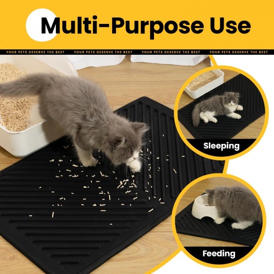 Conlun Cat Litter Tray Mat, 58 x 42 cm, Honeycomb Double Layer Cat Litter Mat, Urine & Waterproof Cat Mat, Cat Litter Box, Easy to Clean, Non-Slip Cat Mat for Floor, Grey, 2317 Conlun Cat Litter Tray Mat, 58 x 42 cm, Honeycomb Double Layer Cat Litter Mat, Urine & Waterproof Cat Mat, Cat Litter Box, Easy to Clean, Non-Slip Cat Mat for Floor, Grey, 2317