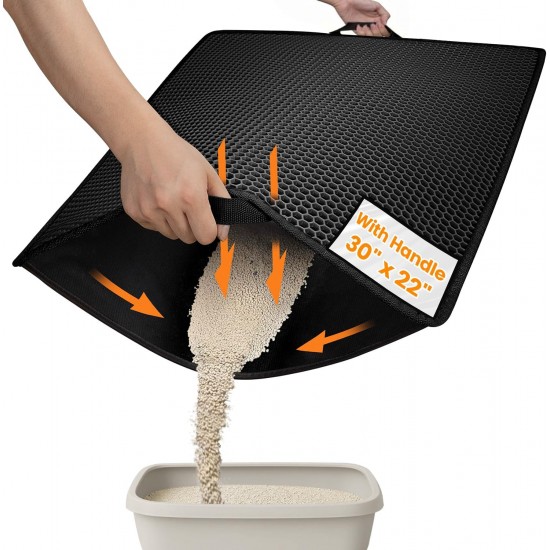 Conlun Cat Litter Tray Mat, 58 x 42 cm, Honeycomb Double Layer Cat Litter Mat, Urine & Waterproof Cat Mat, Cat Litter Box, Easy to Clean, Non-Slip Cat Mat for Floor, Grey, 2317 Conlun Cat Litter Tray Mat, 58 x 42 cm, Honeycomb Double Layer Cat Litter Mat, Urine & Waterproof Cat Mat, Cat Litter Box, Easy to Clean, Non-Slip Cat Mat for Floor, Grey, 2317