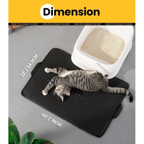 Conlun Cat Litter Tray Mat, 58 x 42 cm, Honeycomb Double Layer Cat Litter Mat, Urine & Waterproof Cat Mat, Cat Litter Box, Easy to Clean, Non-Slip Cat Mat for Floor, Grey, 2317 Conlun Cat Litter Tray Mat, 58 x 42 cm, Honeycomb Double Layer Cat Litter Mat, Urine & Waterproof Cat Mat, Cat Litter Box, Easy to Clean, Non-Slip Cat Mat for Floor, Grey, 2317