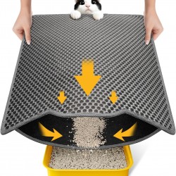 Conlun Cat Litter Tray Mat, 58 x 42 cm, Honeycomb Double Layer Cat Litter Mat, Urine & Waterproof Cat Mat, Cat Litter Box, Easy to Clean, Non-Slip Cat Mat for Floor, Grey, 2317 Conlun Cat Litter Tray Mat, 58 x 42 cm, Honeycomb Double Layer Cat Litter Mat, Urine & Waterproof Cat Mat, Cat Litter Box, Easy to Clean, Non-Slip Cat Mat for Floor, Grey, 2317