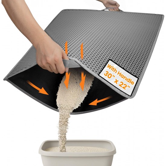 Conlun Cat Litter Tray Mat, 58 x 42 cm, Honeycomb Double Layer Cat Litter Mat, Urine & Waterproof Cat Mat, Cat Litter Box, Easy to Clean, Non-Slip Cat Mat for Floor, Grey, 2317 Conlun Cat Litter Tray Mat, 58 x 42 cm, Honeycomb Double Layer Cat Litter Mat, Urine & Waterproof Cat Mat, Cat Litter Box, Easy to Clean, Non-Slip Cat Mat for Floor, Grey, 2317