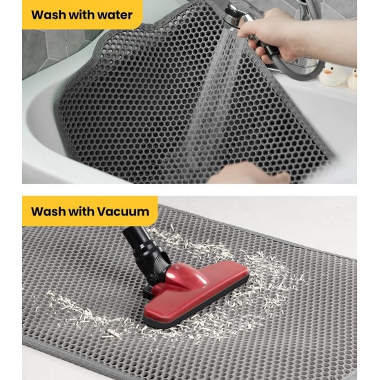 Conlun Cat Litter Tray Mat, 58 x 42 cm, Honeycomb Double Layer Cat Litter Mat, Urine & Waterproof Cat Mat, Cat Litter Box, Easy to Clean, Non-Slip Cat Mat for Floor, Grey, 2317 Conlun Cat Litter Tray Mat, 58 x 42 cm, Honeycomb Double Layer Cat Litter Mat, Urine & Waterproof Cat Mat, Cat Litter Box, Easy to Clean, Non-Slip Cat Mat for Floor, Grey, 2317