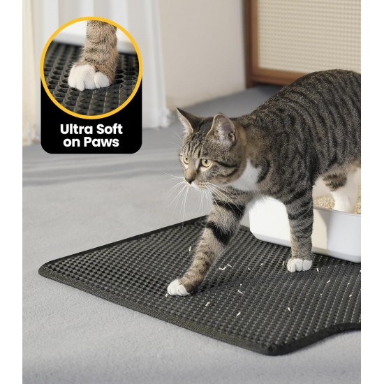 Conlun Cat Litter Tray Mat, 58 x 42 cm, Honeycomb Double Layer Cat Litter Mat, Urine & Waterproof Cat Mat, Cat Litter Box, Easy to Clean, Non-Slip Cat Mat for Floor, Grey, 2317 Conlun Cat Litter Tray Mat, 58 x 42 cm, Honeycomb Double Layer Cat Litter Mat, Urine & Waterproof Cat Mat, Cat Litter Box, Easy to Clean, Non-Slip Cat Mat for Floor, Grey, 2317