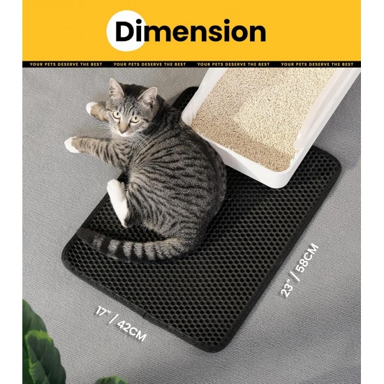 Conlun Cat Litter Tray Mat, 58 x 42 cm, Honeycomb Double Layer Cat Litter Mat, Urine & Waterproof Cat Mat, Cat Litter Box, Easy to Clean, Non-Slip Cat Mat for Floor, Grey, 2317 Conlun Cat Litter Tray Mat, 58 x 42 cm, Honeycomb Double Layer Cat Litter Mat, Urine & Waterproof Cat Mat, Cat Litter Box, Easy to Clean, Non-Slip Cat Mat for Floor, Grey, 2317